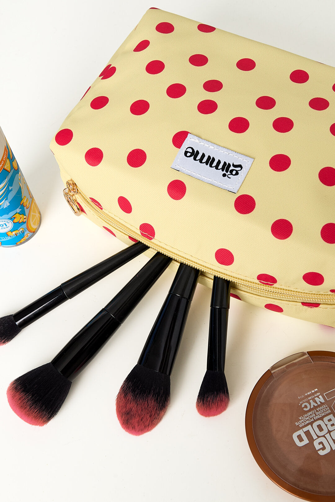 Bolsas de maquillaje de lunares, informales, de poliéster, para accesorios diarios.
