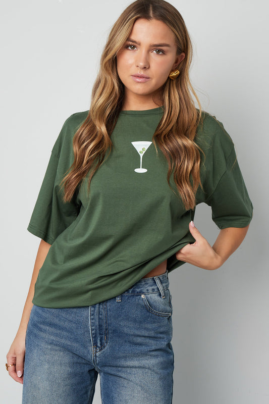 Algodón Tejido Camiseta Mujer Casual Letras