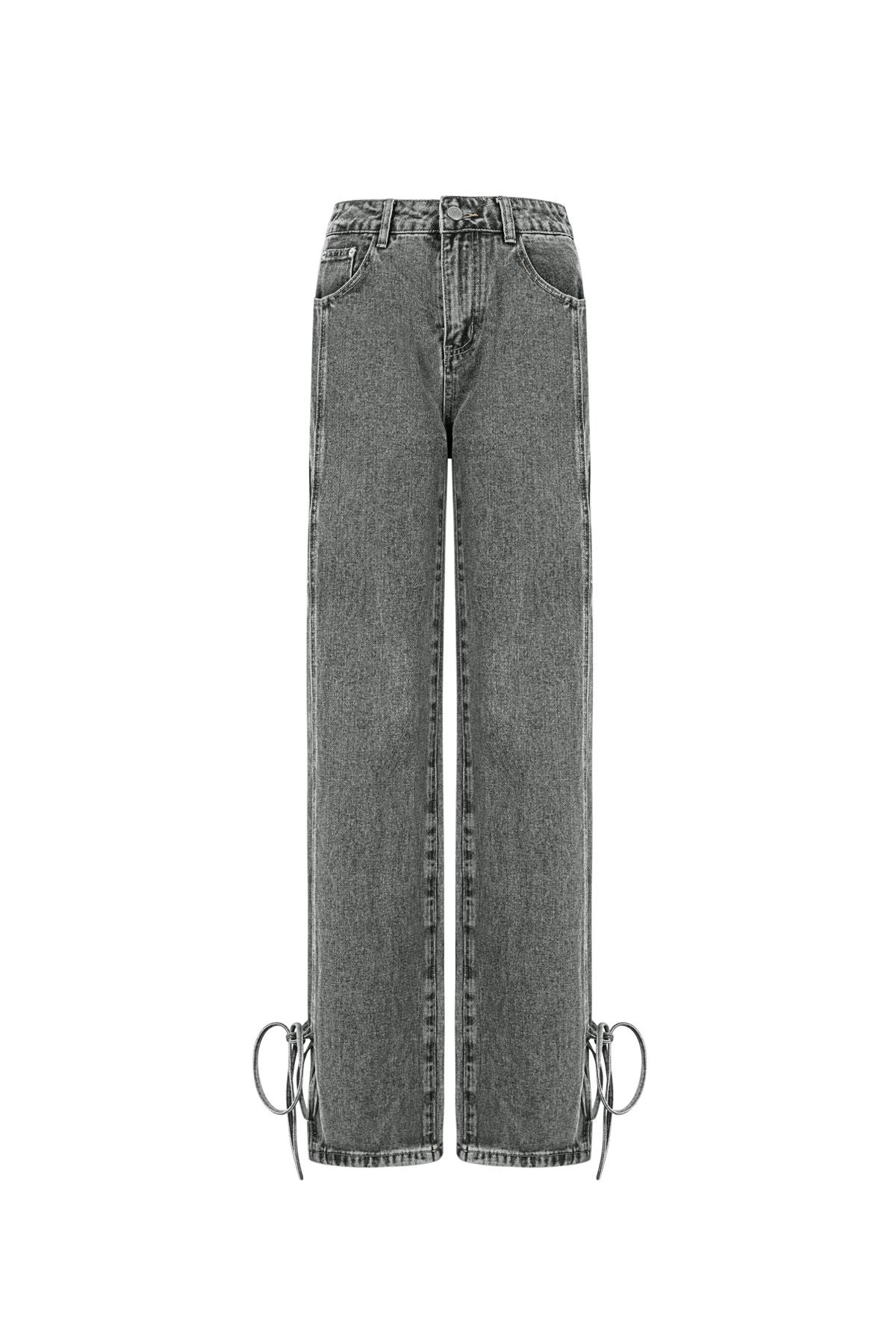 Algodón Tejido Pantalones Rectos Mujer Estilo Casual Detalle Nudo