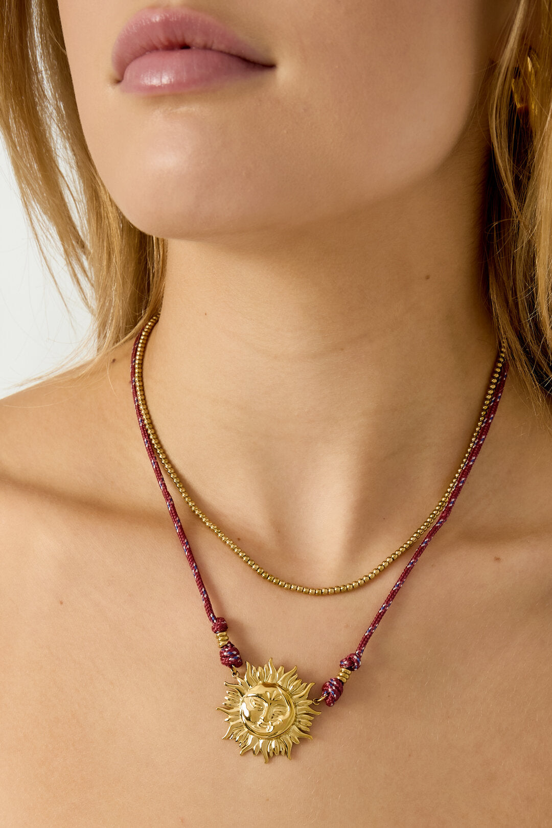Collares colgantes de acero inoxidable sol Casual Diario Serie Simple Joyería de mujer
