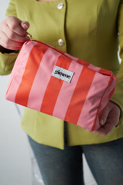 Bolsa de maquillaje rayas grandes - Naranja rosa