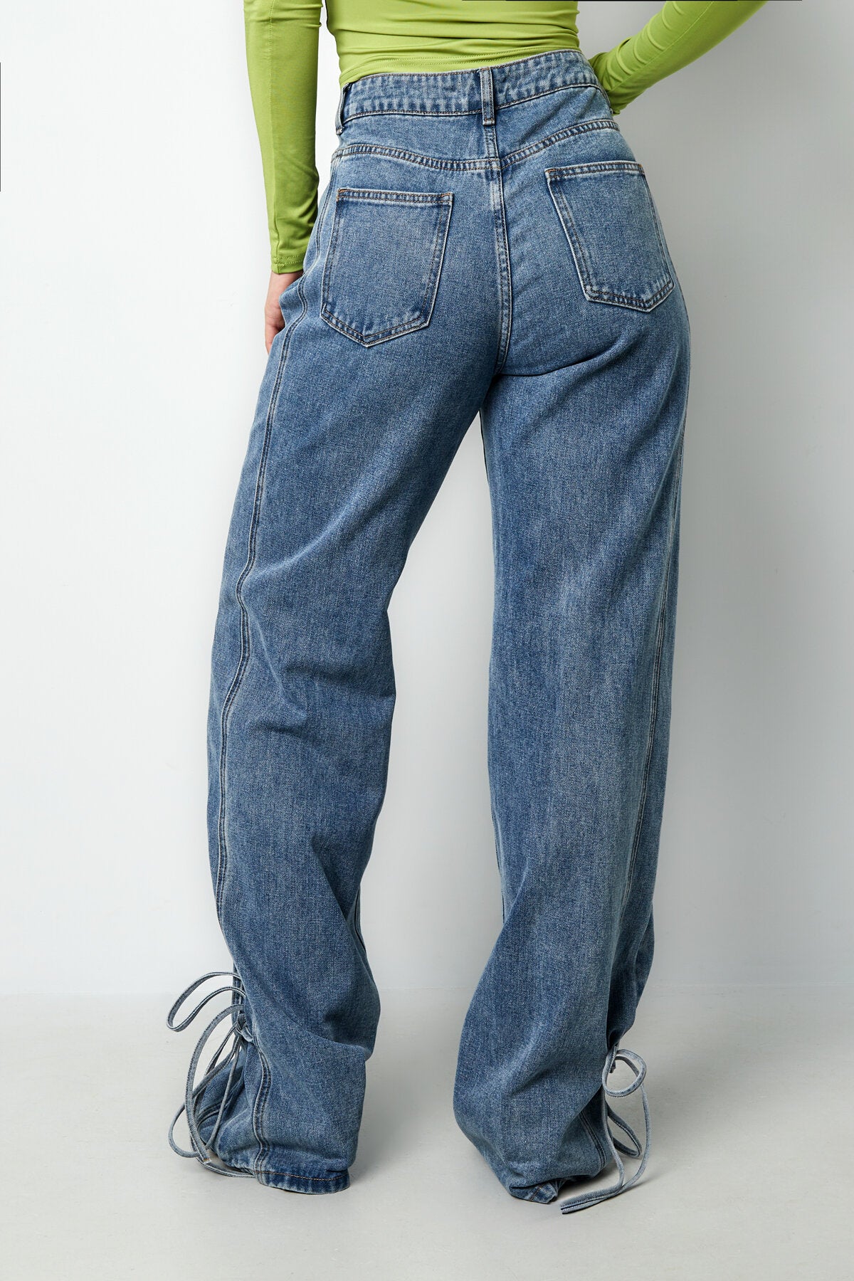 Algodón Tejido Pantalones Rectos Mujer Estilo Casual Detalle Nudo