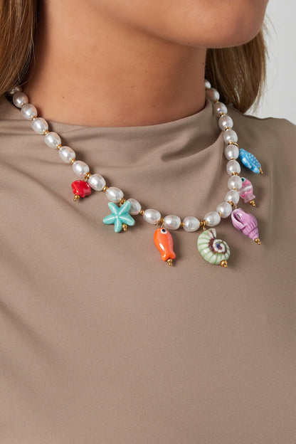 Collares de perlas de imitación para vacaciones de tortuga/playa