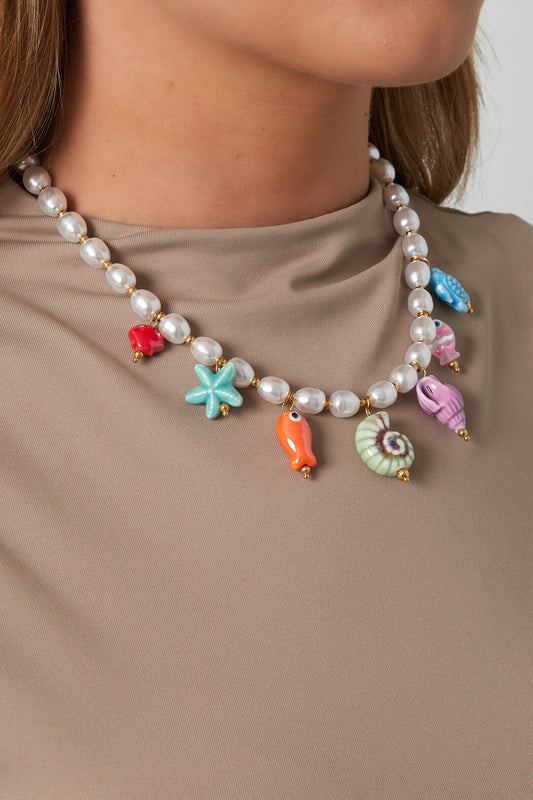 Collares de perlas de imitación para vacaciones de tortuga/playa