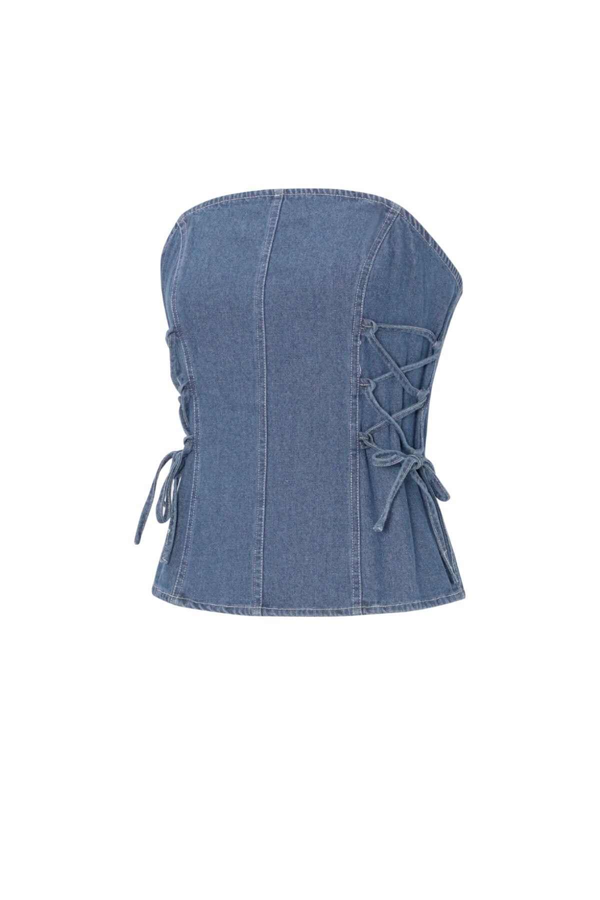 Tejido Vaquero Top Sin Tirantes para Mujer Elegante Color Sólido Primavera/Verano