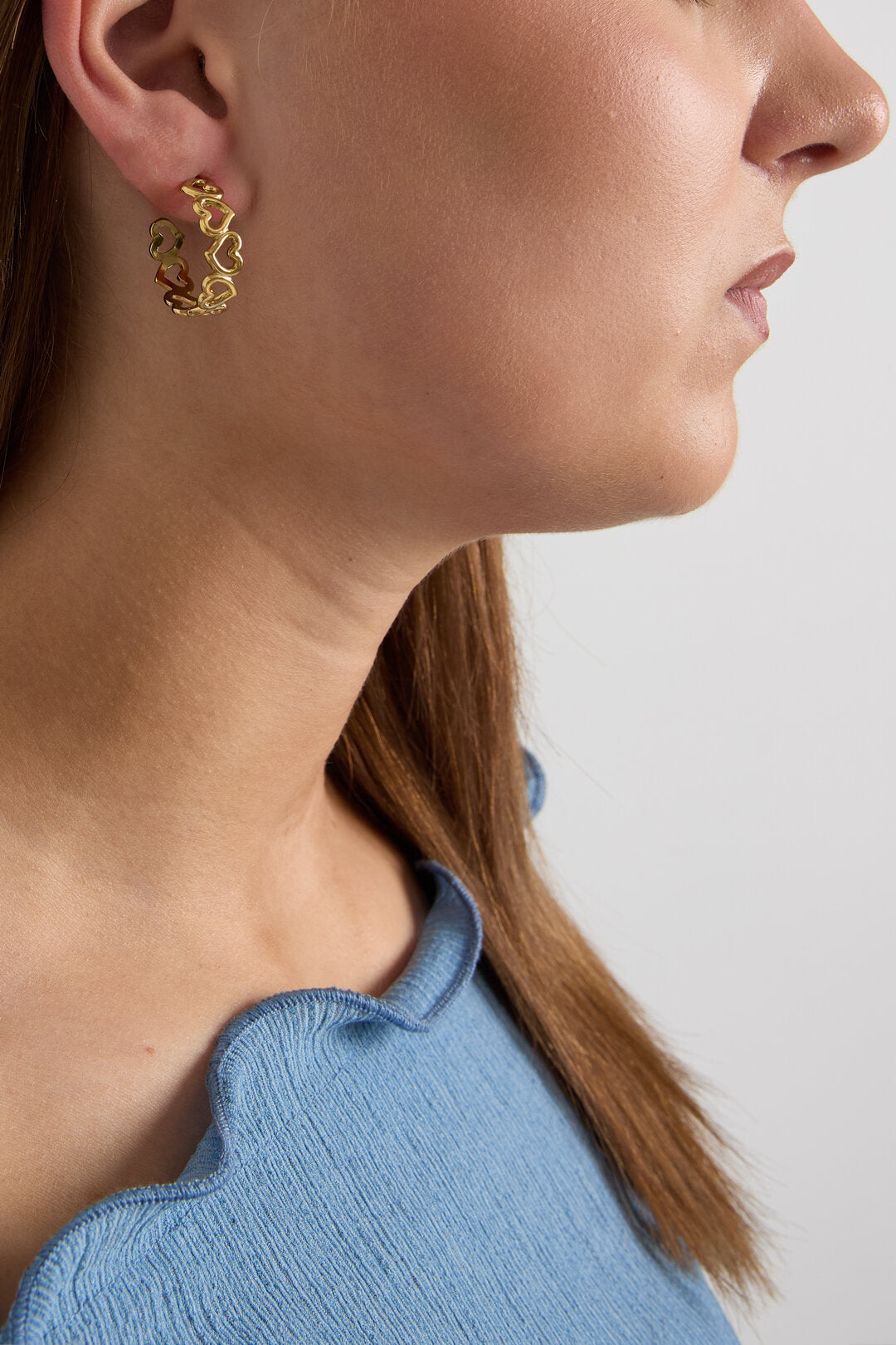 Pendientes de aro con corazones alternados