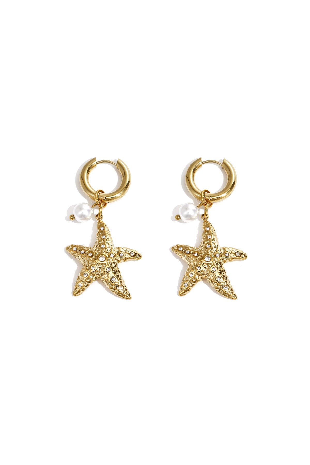 Pendientes con estrella de mar y perla