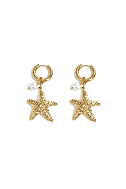 Pendientes con estrella de mar y perla