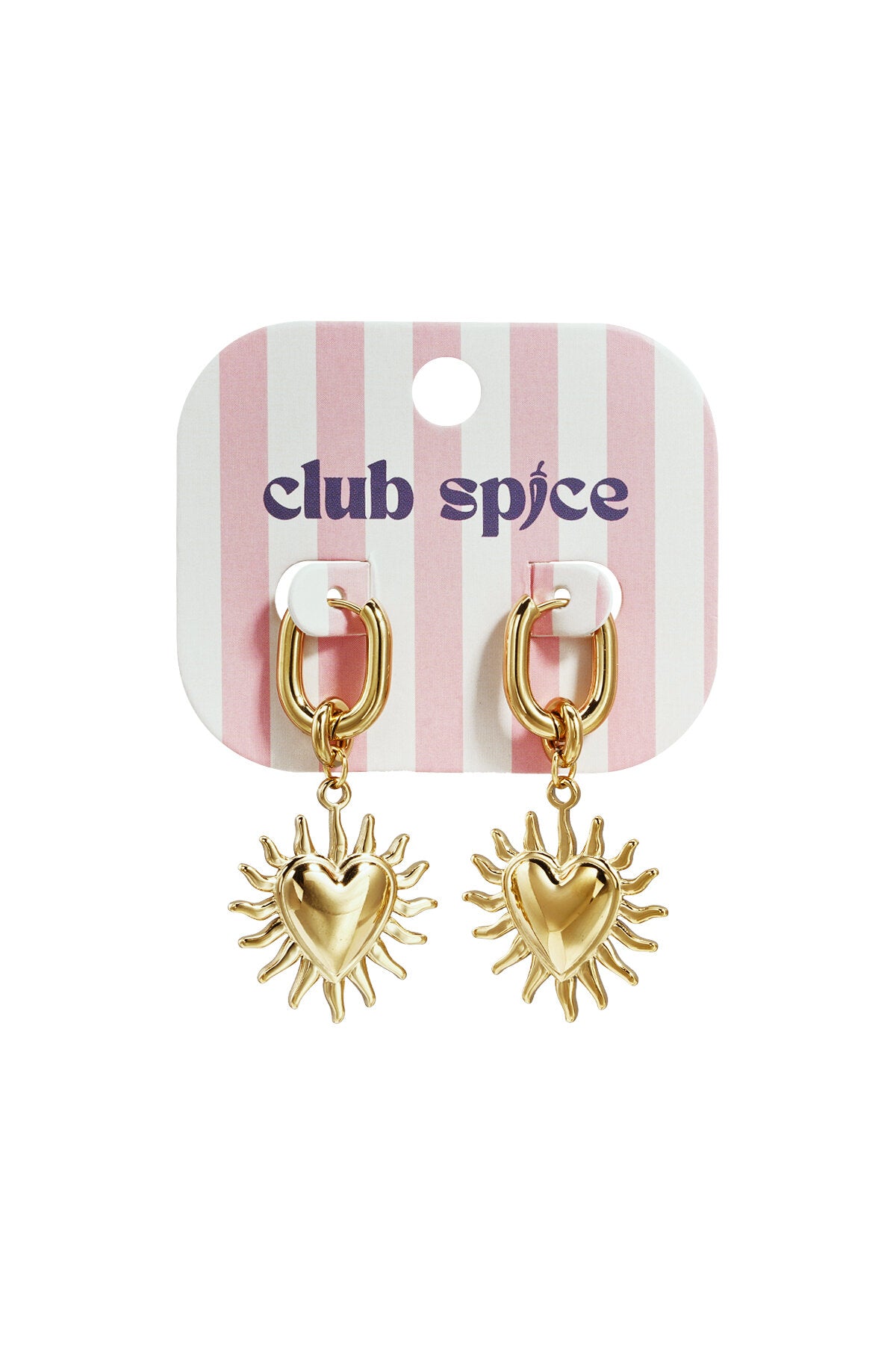 Pendientes con corazones colgantes y rayos de sol