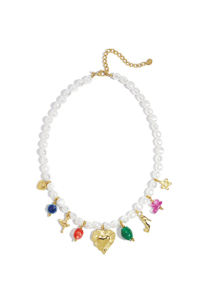 Collares de perlas de imitación con forma de corazón, estilo casual, diario, romántico, joyería para mujer.