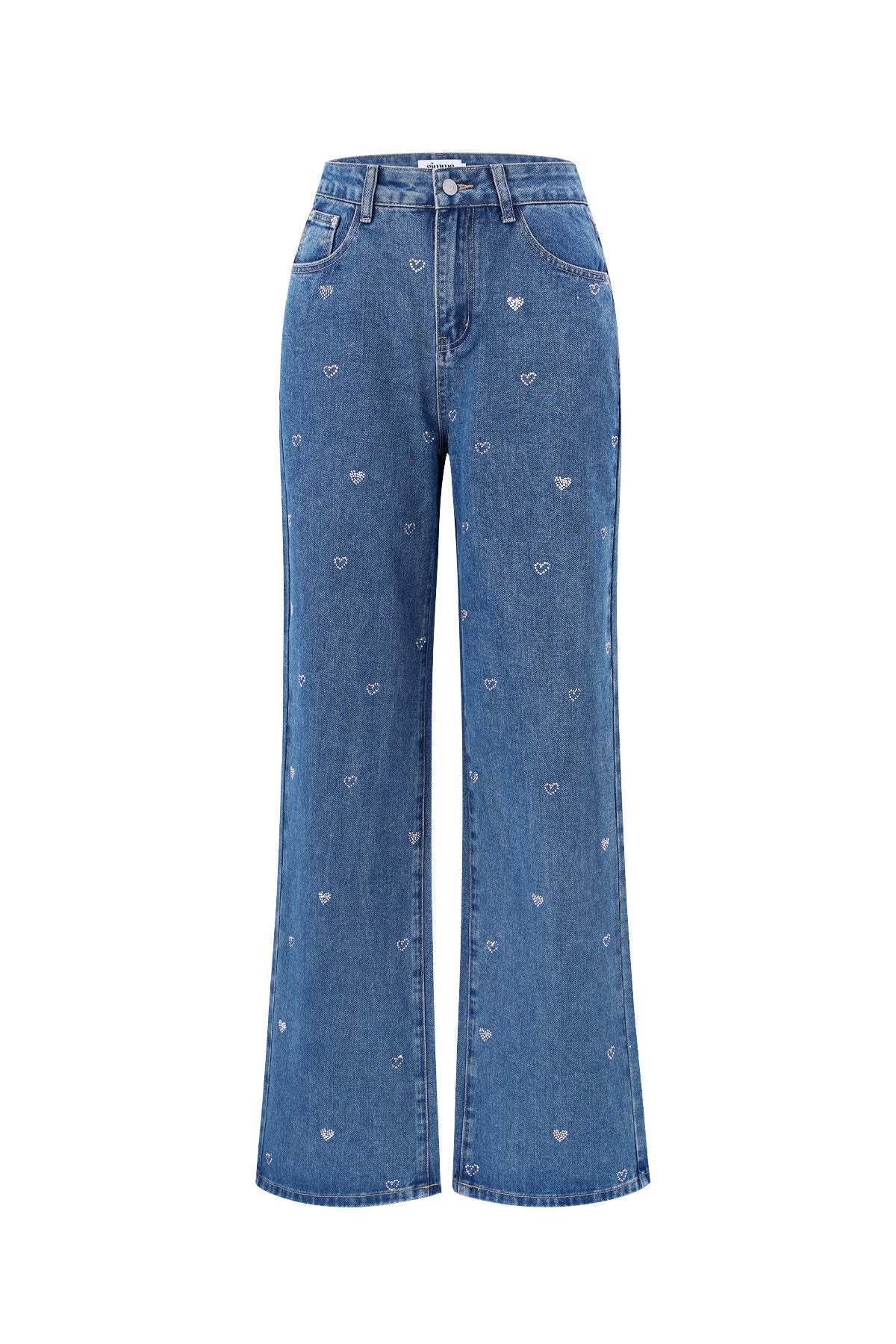 Algodón Tejido Mujer Pantalones Rectos Vaqueros Bordado Corazón Casual