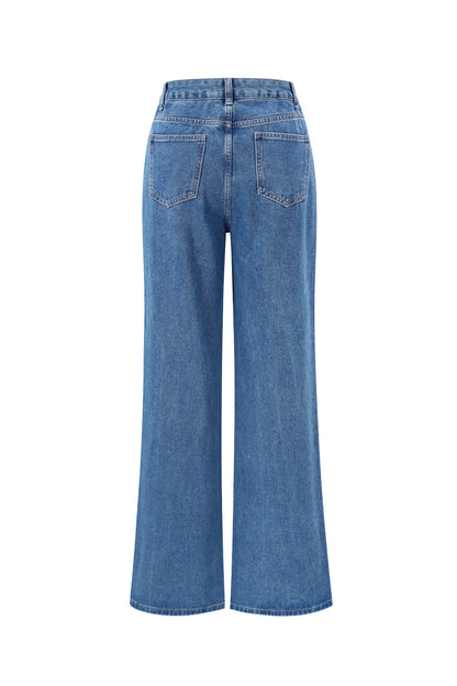 Algodón Tejido Mujer Pantalones Rectos Vaqueros Bordado Corazón Casual