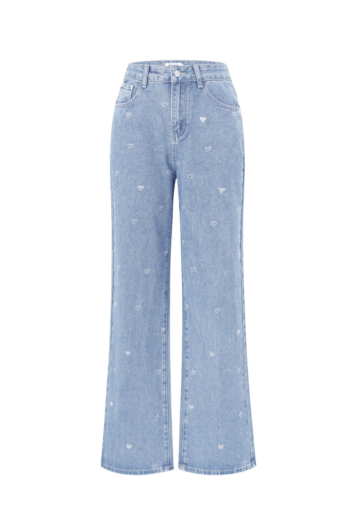 Algodón Tejido Mujer Pantalones Rectos Vaqueros Bordado Corazón Casual