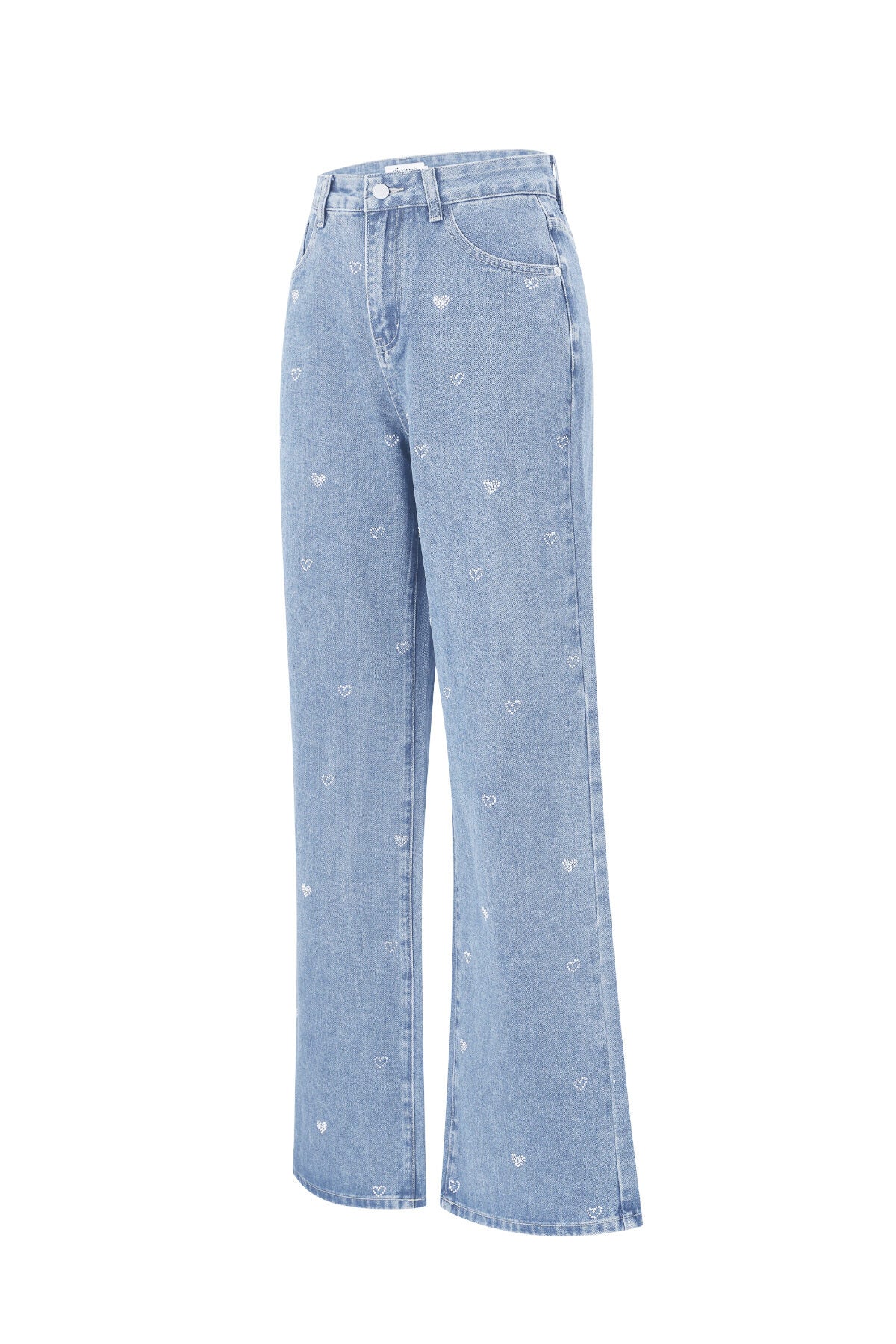 Algodón Tejido Mujer Pantalones Rectos Vaqueros Bordado Corazón Casual