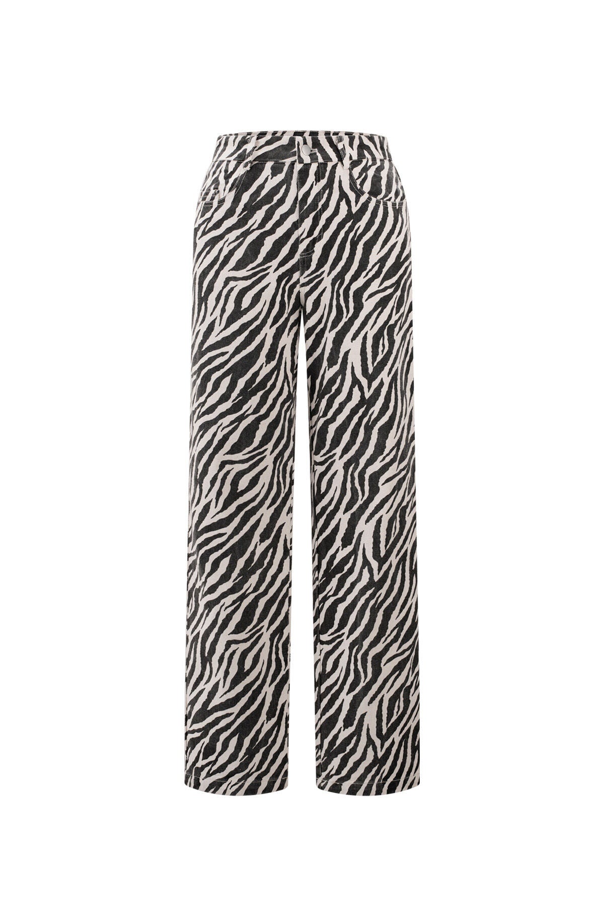 Tejido Algodón Mujer Pantalones Rectos Casual Rayas de Cebra