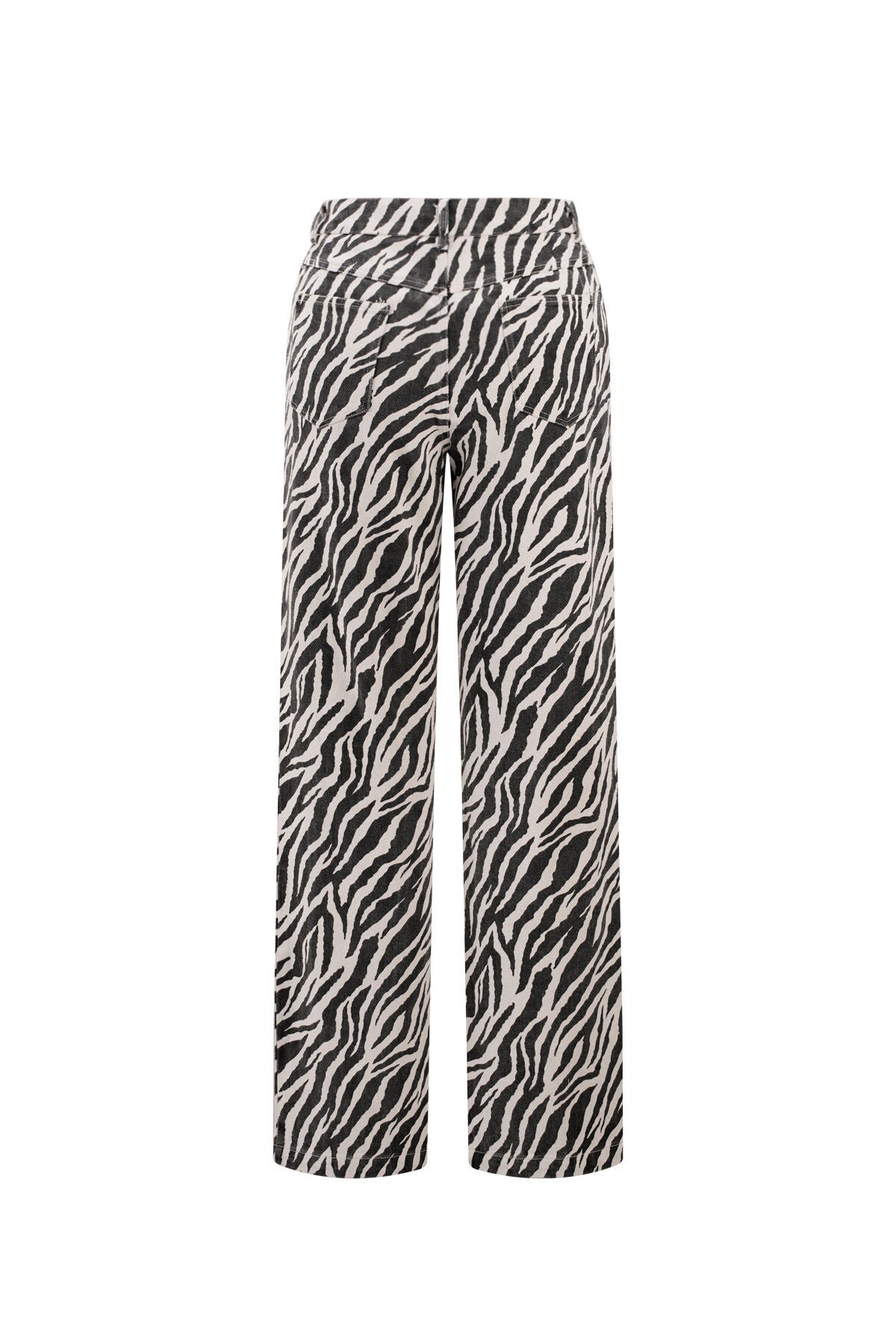 Tejido Algodón Mujer Pantalones Rectos Casual Rayas de Cebra