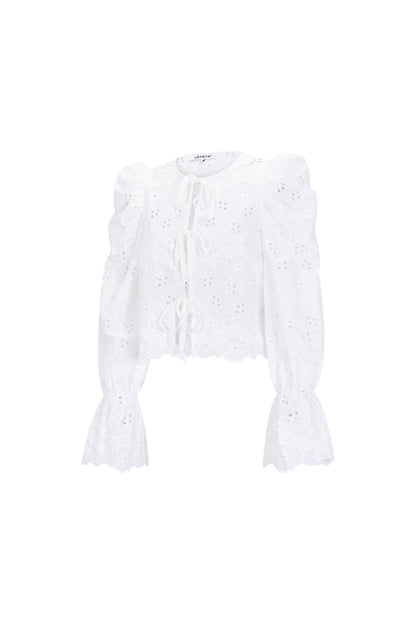 Algodón Tejido Blusa de Manga Larga Mujer Casual Cutout