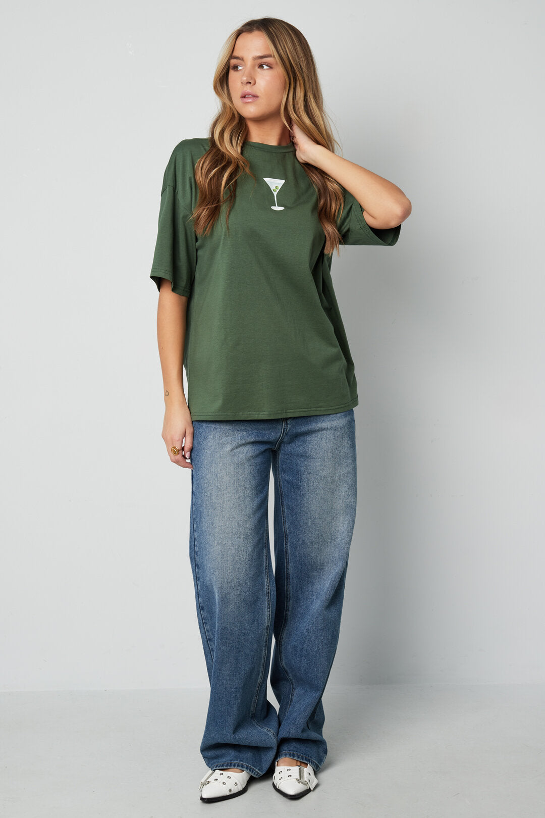 Algodón Tejido Camiseta Mujer Casual Letras