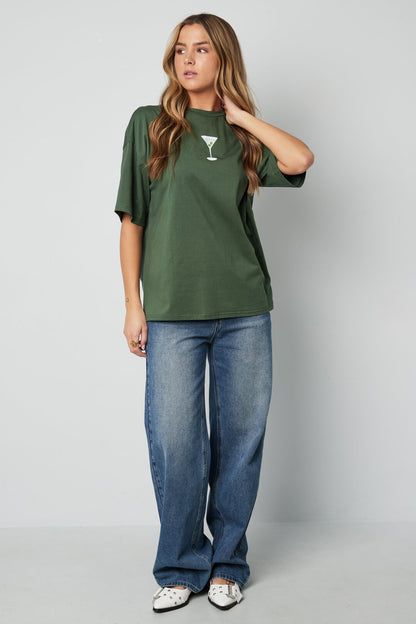 Algodón Tejido Camiseta Mujer Casual Letras