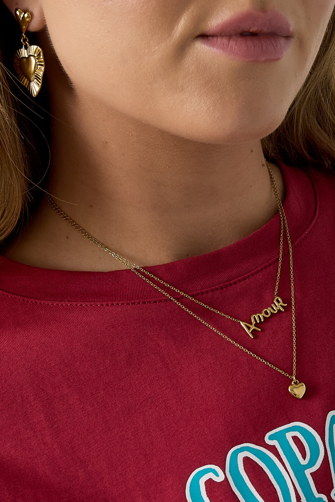 Collar en capas con corazón