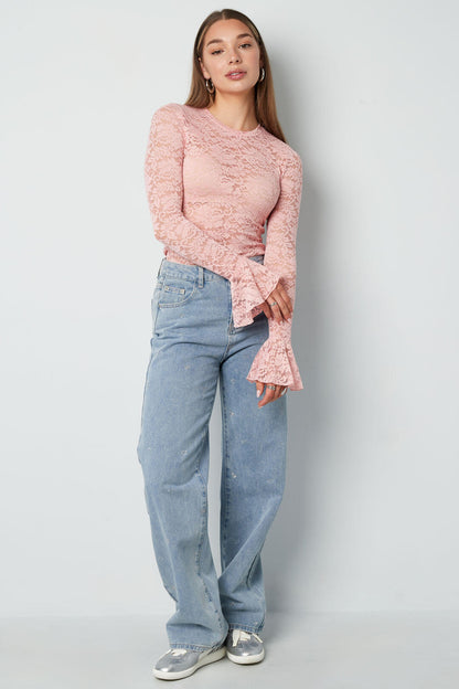 Algodón Tejido Mujer Pantalones Rectos Vaqueros Bordado Corazón Casual