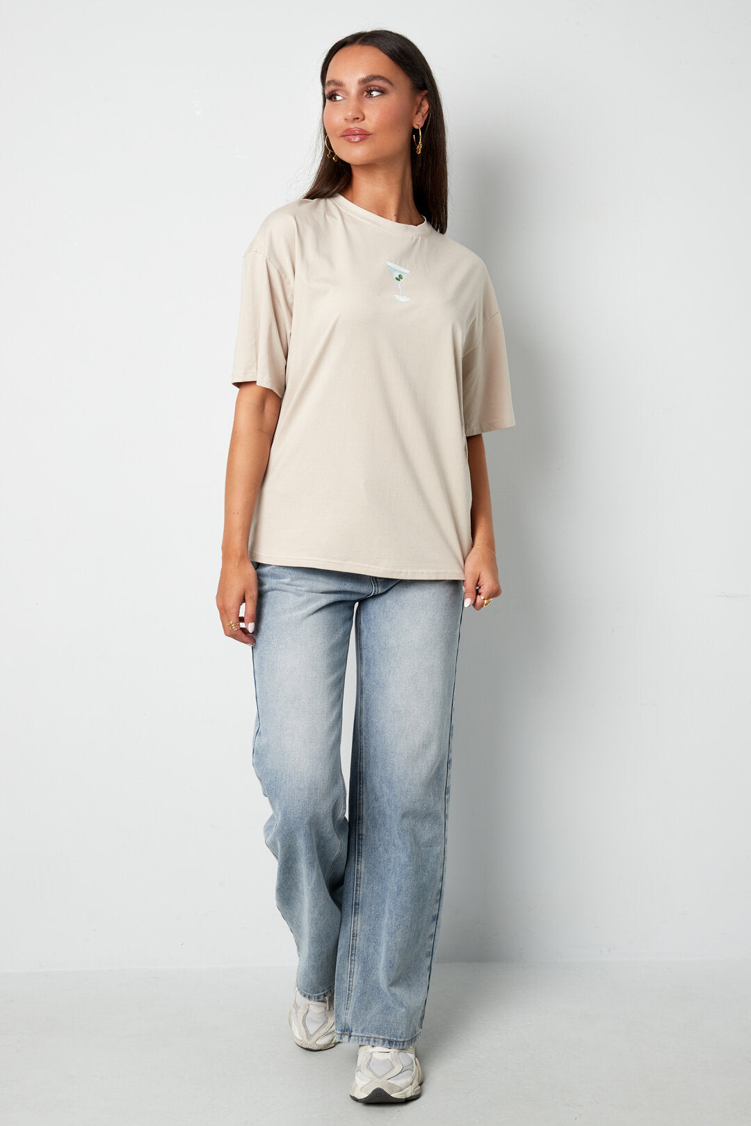 Algodón Tejido Camiseta Mujer Casual Letras