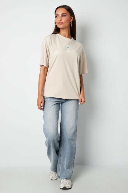 Algodón Tejido Camiseta Mujer Casual Letras