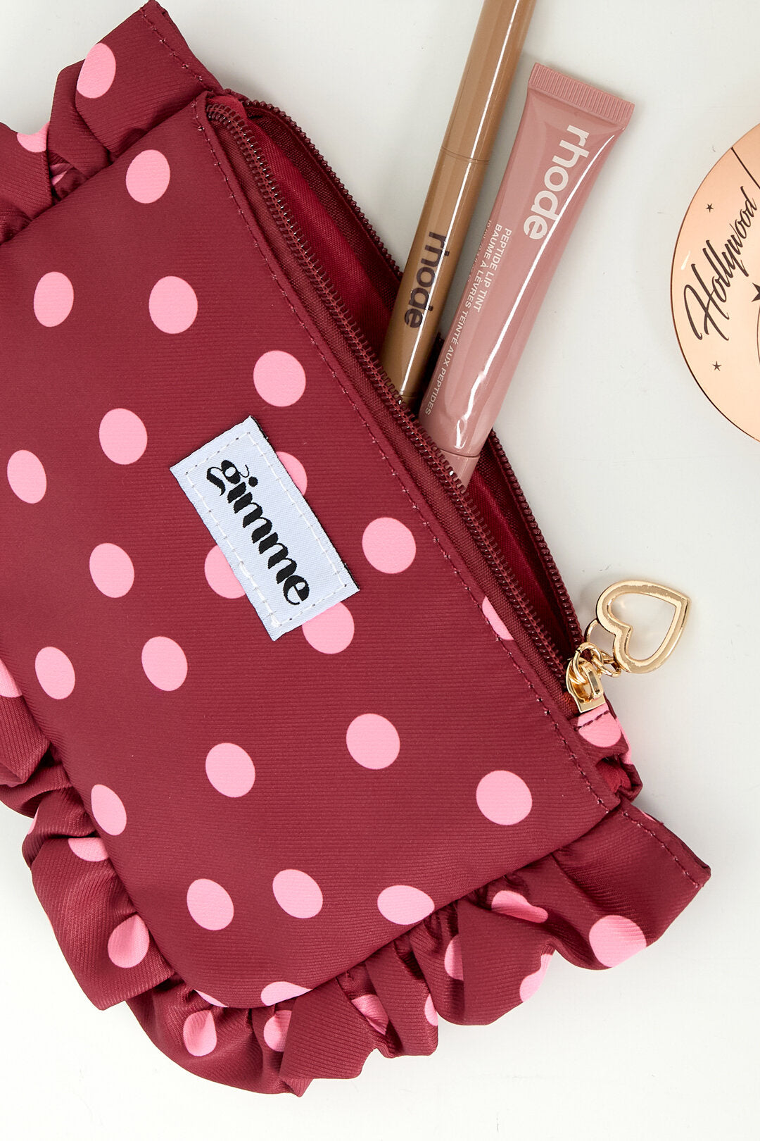 Bolsas de maquillaje de lunares, informales, de poliéster, para accesorios diarios.