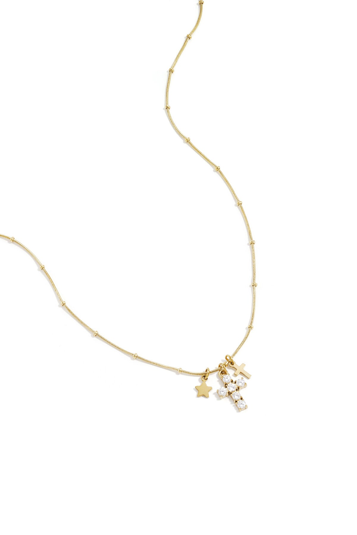 Collar con dijes de cruz y estrella