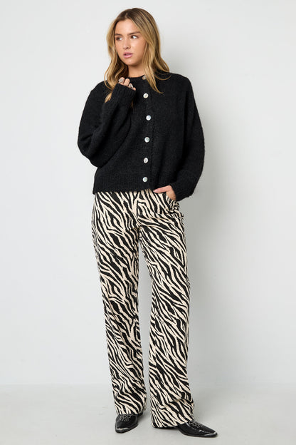 Tejido Algodón Mujer Pantalones Rectos Casual Rayas de Cebra