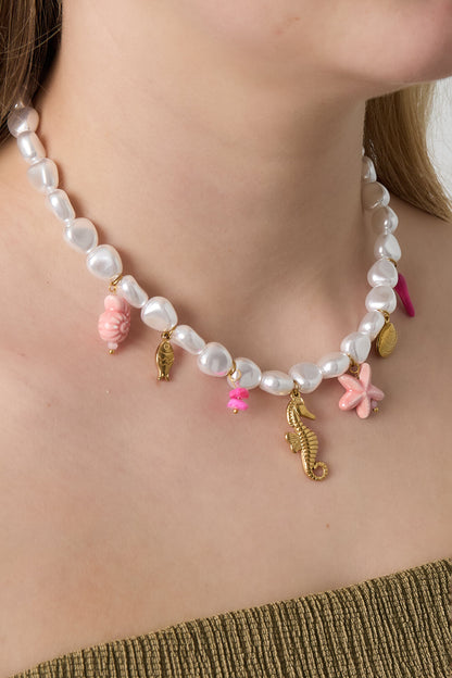 Collares de perlas de imitación con cuentas de tortuga, serie sencilla informal para vacaciones y playa, joyería para mujer