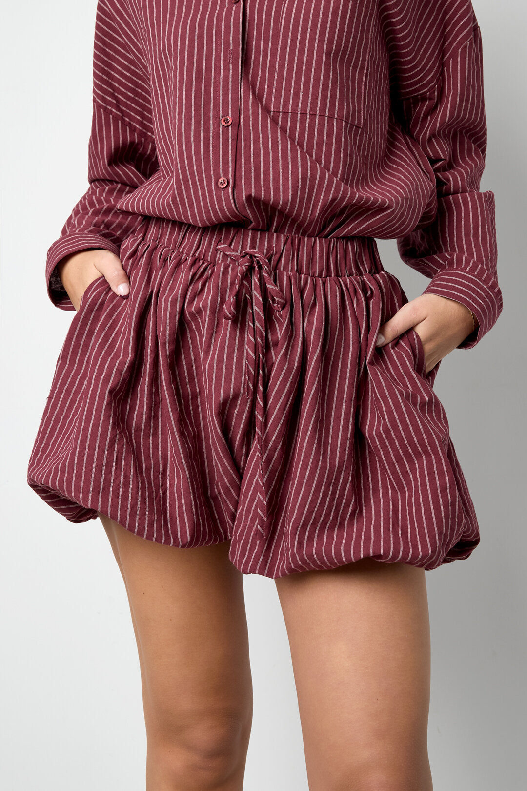 Woven Cotton Shorts Mujer Casual Stripes