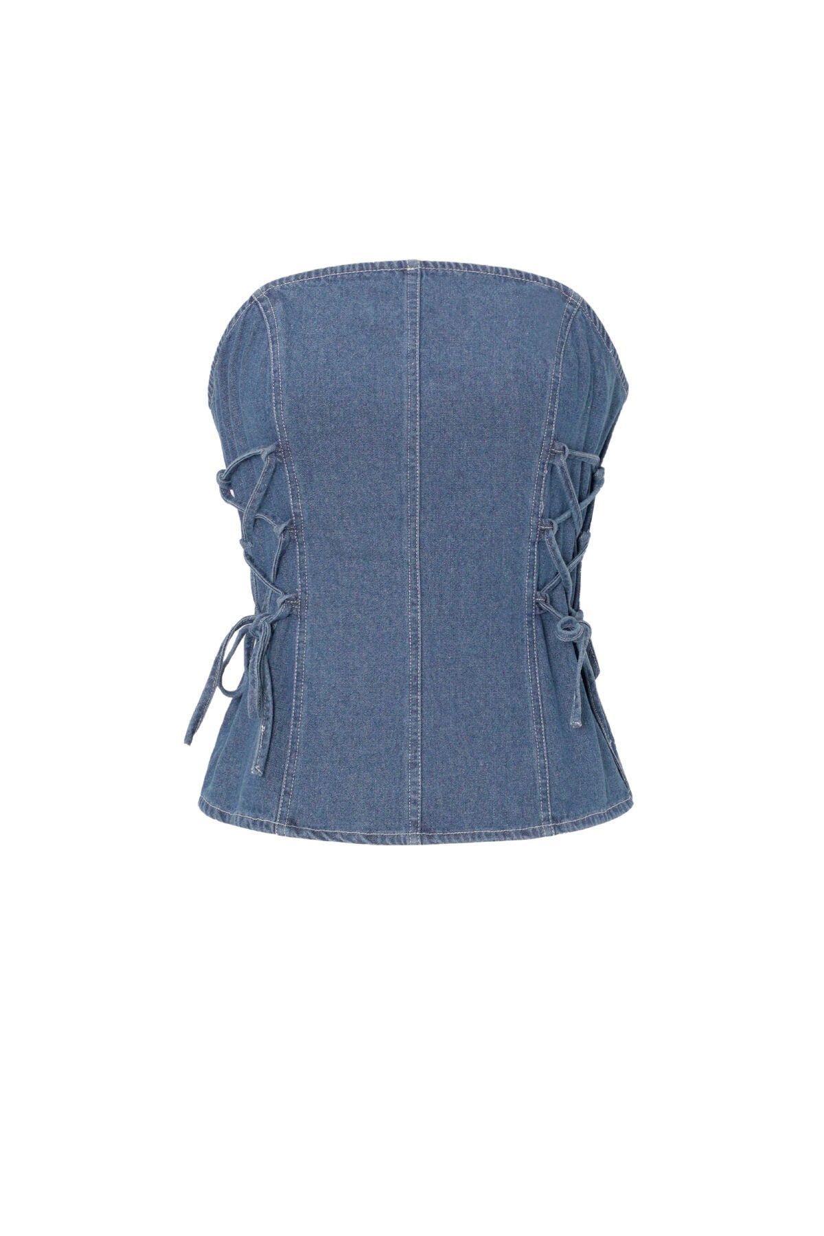 Tejido Vaquero Top Sin Tirantes para Mujer Elegante Color Sólido Primavera/Verano