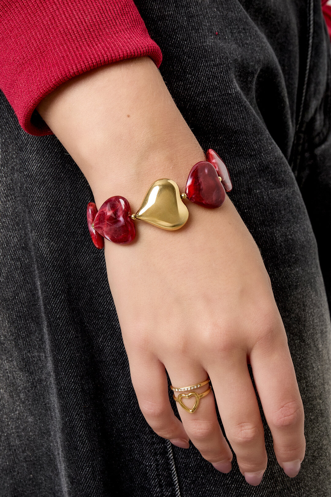 Pulseras de cuentas acrílicas Corazón Retro Serie Clásica Diaria Joyería para mujer