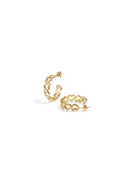 Pendientes de aro con corazones alternados