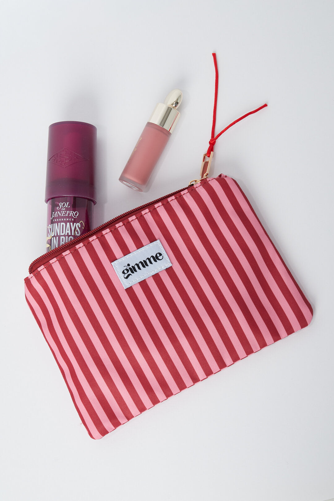 Neceser plano raya fina - Rosa rojo
