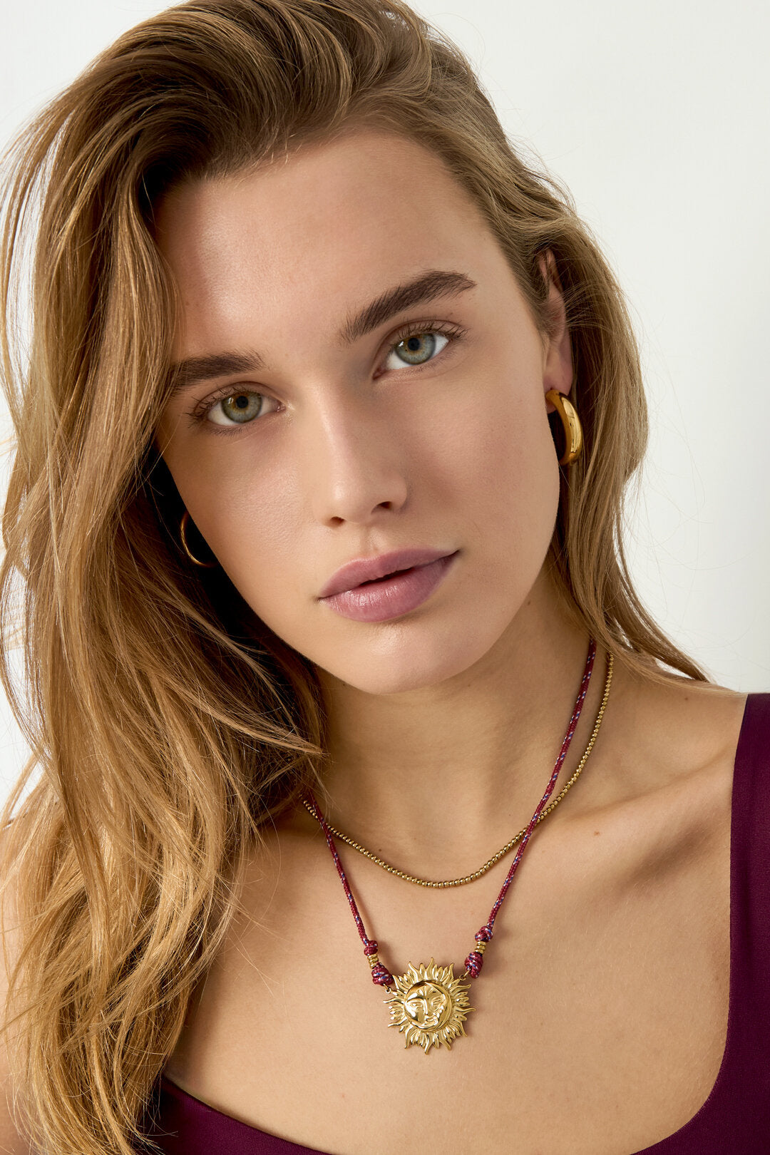 Collares colgantes de acero inoxidable sol Casual Diario Serie Simple Joyería de mujer