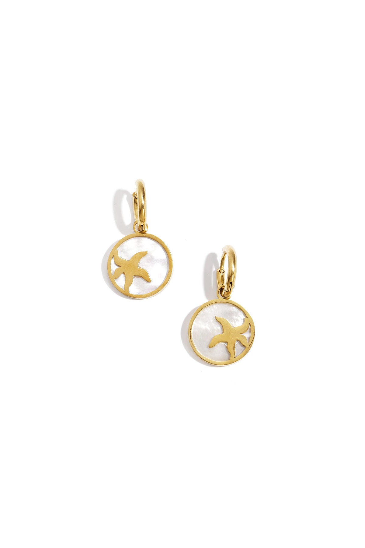 Pendientes con estrella de mar en círculo