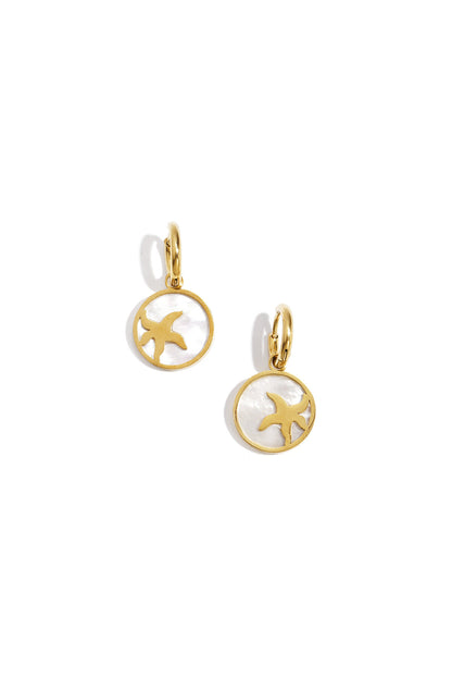Pendientes con estrella de mar en círculo