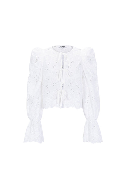 Algodón Tejido Blusa de Manga Larga Mujer Casual Cutout